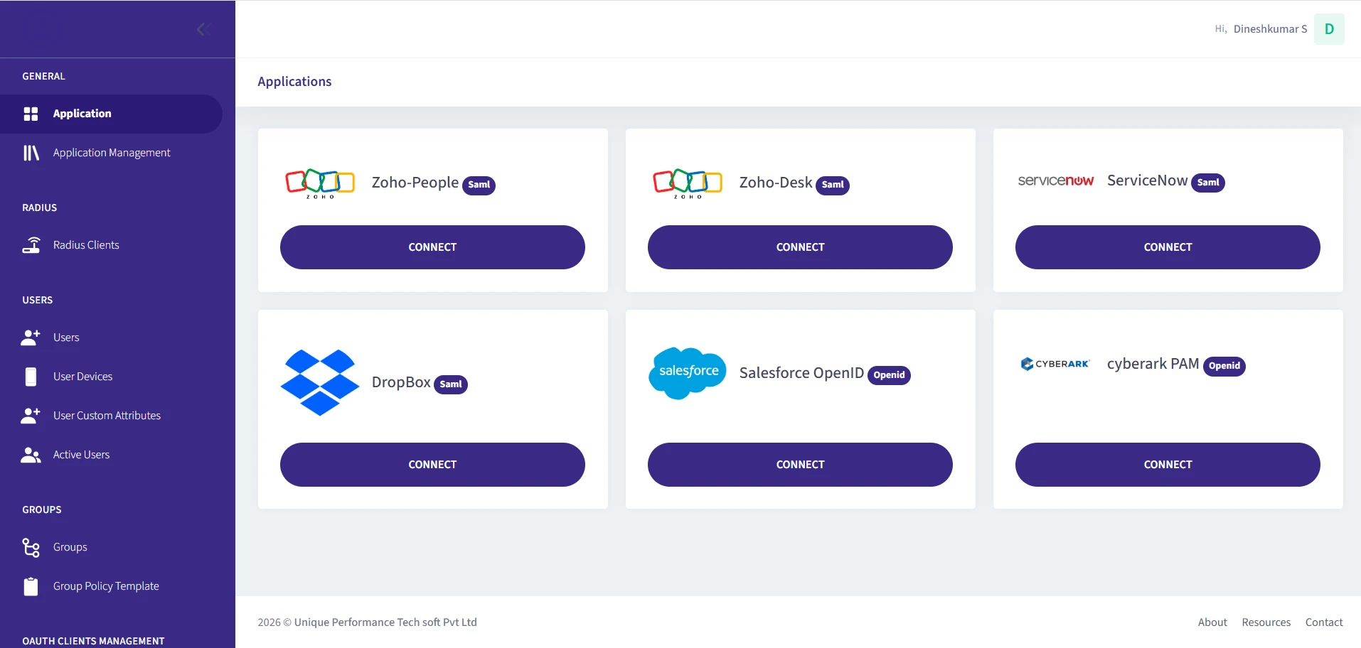 Illustration of the Access Manager single sign-on dashboard